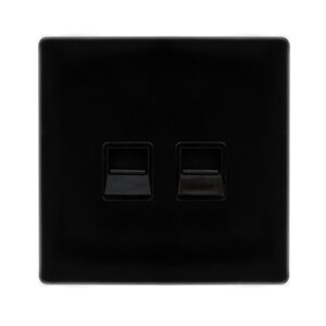 Click Definity Complete Twin Telephone Secondary Outlet Metal Black Cover Plate Black Insert