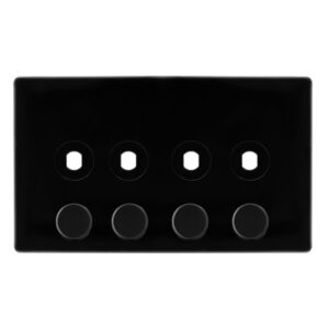 Click Definity Complete 4 Gang Unfurnished Dimmer Plate & Knobs Metal Black