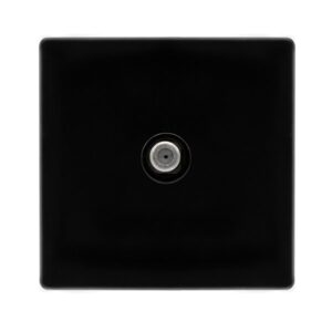 Click Definity Complete Non-Isolated Single Satellite Outlet Metal Black Cover Plate Black Insert