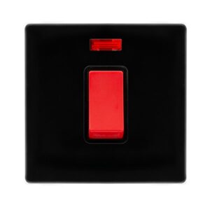 Click Definity Complete 50A 1 Gang Double Pole Switch With Neon Metal Black Cover Plate Black Insert