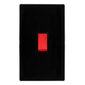 Click Definity Complete 50A 2 Gang Double Pole Switch Metal Black Cover Plate Black Insert