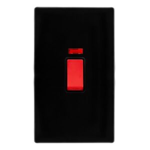 Click Definity Complete 50A 2 Gang Double Pole Switch With Neon Metal Black Cover Plate Black Insert