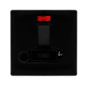 Click Definity Complete 13A Switched Lockable Connection Unit With Neon & Optional Flex Outlet Metal Black Cover Plate Black Insert