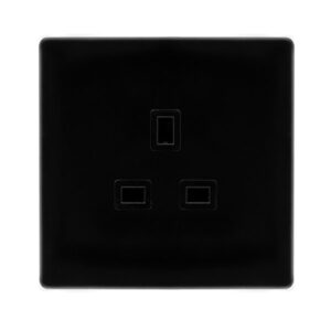 Click Definity Complete 13A 1 Gang Unswitched Socket Metal Black Cover Plate Black Insert