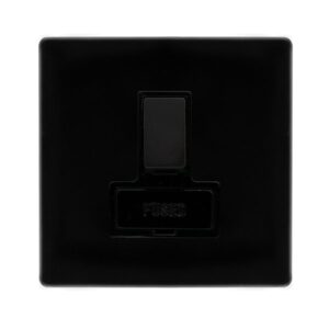 Click Definity Complete 13A Switched Fused Connection Unit Metal Black Cover Plate Black Insert