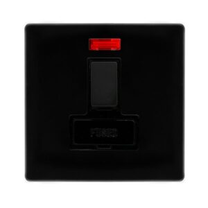 Click Definity Complete 13A Switched Fused Connection Unit With Neon Metal Black Cover Plate Black Insert