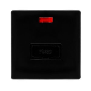 Click Definity Complete 13A Fused Connection Unit With Neon Metal Black Cover Plate Black Insert