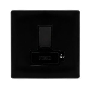 Click Definity Complete 13A Lockable Switched Fused Connection Unit Metal Black Cover Plate Black Insert