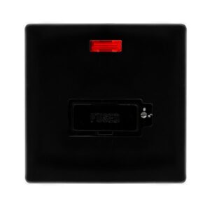 Click Definity Complete 13A Lockable Fused Connection Unit With Neon Metal Black Cover Plate Black Insert