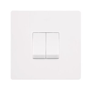 Click Definity Complete 10Ax Ingot 2 Gang 2 Way Switch Metal White Cover Plate Polar White Insert