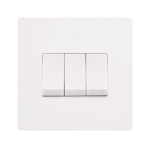 Click Definity Complete 10Ax Ingot 3 Gang 2 Way Switch Metal White Cover Plate Polar White Insert