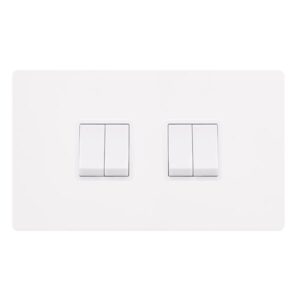 Click Definity Complete 10Ax Ingot 4 Gang 2 Way Switch Metal White Cover Plate Polar White Insert
