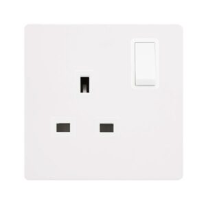 Click Definity Complete 13A Ingot 1 Gang Dp Switched Socket Metal White Cover Plate Polar White Insert