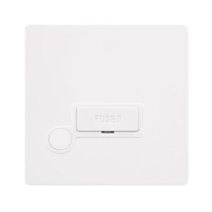 Click Definity Complete 13A Fused Connection Unit With Optional Flex Outlet Metal White Cover Plate Polar White Insert