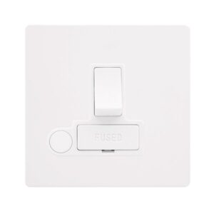Click Definity Complete 13A Switched Fused Connection Unit With Optional Flex Outlet Metal White Cover Plate Polar White Insert