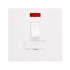 Click Definity Complete 13A Switched Fused Connection Unit With Neon & Optional Flex Outlet Metal White Cover Plate Polar White Insert