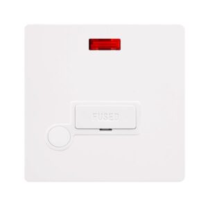 Click Definity Complete 13A Fused Connection Unit With Neon & Optional Flex Outlet Metal White Cover Plate Polar White Insert