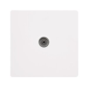 Click Definity Complete Single Non-Isolated Coaxial Outlet Metal White Cover Plate Polar White Insert