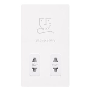 Click Definity Complete 115/230V Dual Voltage Shaver Socket Metal White Cover Plate Polar White Insert