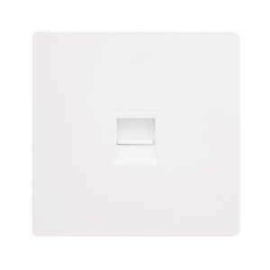 Click Definity Complete Single Telephone Secondary Outlet Metal White Cover Plate Polar White Insert