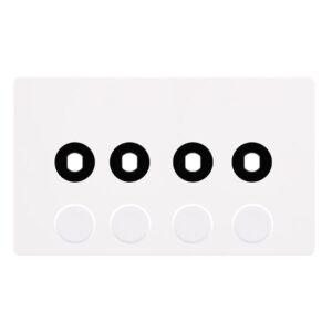 Click Definity Complete 4 Gang Unfurnished Dimmer Plate & Knobs Metal White