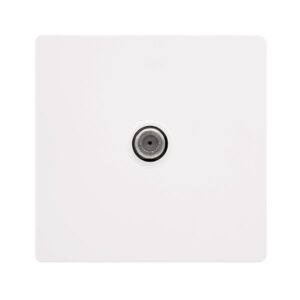 Click Definity Complete Non-Isolated Single Satellite Outlet Metal White Cover Plate Polar White Insert
