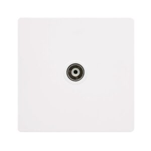 Click Definity Complete Single Isolated Coaxial Outlet Metal White Cover Plate Polar White Insert