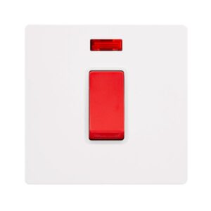 Click Definity Complete 50A 1 Gang Double Pole Switch With Neon Metal White Cover Plate Polar White Insert