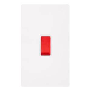 Click Definity Complete 50A 2 Gang Double Pole Switch Metal White Cover Plate Polar White Insert