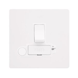 Click Definity Complete 13A Switched Lockable Connection Unit With Optional Flex Outlet Metal White Cover Plate Polar White Insert