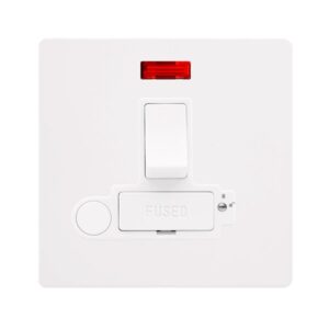 Click Definity Complete 13A Switched Lockable Connection Unit With Neon & Optional Flex Outlet Metal White Cover Plate Polar White Insert