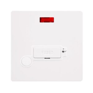 Click Definity Complete 13A Lockable Connection Unit With Neon & Optional Flex Outlet Metal White Cover Plate Polar White Insert