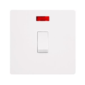 Click Definity Complete 20A Double Pole Switch With Neon Metal White Cover Plate Polar White Insert