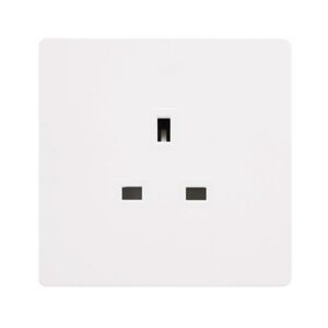 Click Definity Complete 13A 1 Gang Unswitched Socket Metal White Cover Plate Polar White Insert