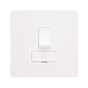 Click Definity Complete 13A Switched Fused Connection Unit Metal White Cover Plate Polar White Insert