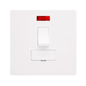 Click Definity Complete 13A Switched Fused Connection Unit With Neon Metal White Cover Plate Polar White Insert