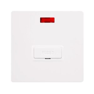 Click Definity Complete 13A Fused Connection Unit With Neon Metal White Cover Plate Polar White Insert