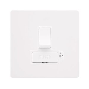Click Definity Complete 13A Lockable Switched Fused Connection Unit Metal White Cover Plate Polar White Insert