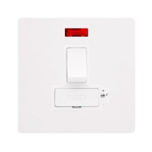 Click Definity Complete 13A Lockable Switched Fused Connection Unit With Neon Metal White Cover Plate Polar White Insert