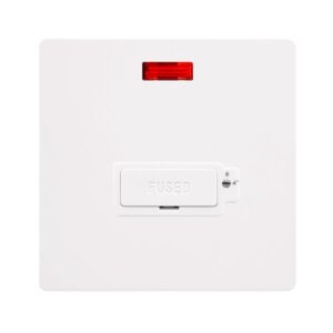 Click Definity Complete 13A Lockable Fused Connection Unit With Neon Metal White Cover Plate Polar White Insert