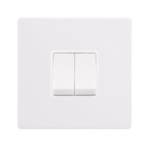 Click Definity Complete 10Ax Ingot 2 Gang 2 Way Switch Polar White Cover Plate Polar White Insert