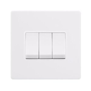 Click Definity Complete 10Ax Ingot 3 Gang 2 Way Switch Polar White Cover Plate Polar White Insert