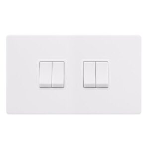 Click Definity Complete 10Ax Ingot 4 Gang 2 Way Switch Polar White Cover Plate Polar White Insert