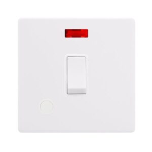 Click Definity Complete 20A Double Pole Switch With Neon & Flex Outlet Polar White Cover Plate Polar White Insert