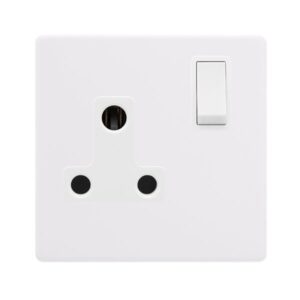 Click Definity Complete 15A Round Pin Switched Socket Polar White Cover Plate Polar White Insert