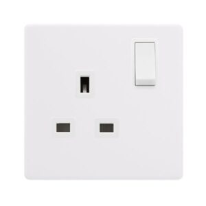 Click Definity Complete 13A Ingot 1 Gang Dp Switched Socket Polar White Cover Plate Polar White Insert