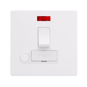 Click Definity Complete 13A Switched Fused Connection Unit With Neon & Optional Flex Outlet Polar White Cover Plate Polar White Insert