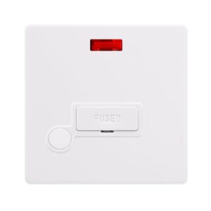 Click Definity Complete 13A Fused Connection Unit With Neon & Optional Flex Outlet Polar White Cover Plate Polar White Insert
