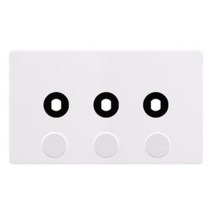 Click Definity Complete 3 Gang Unfurnished Dimmer Plate & Knobs Polar White