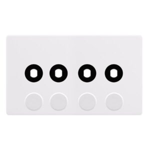 Click Definity Complete 4 Gang Unfurnished Dimmer Plate & Knobs Polar White